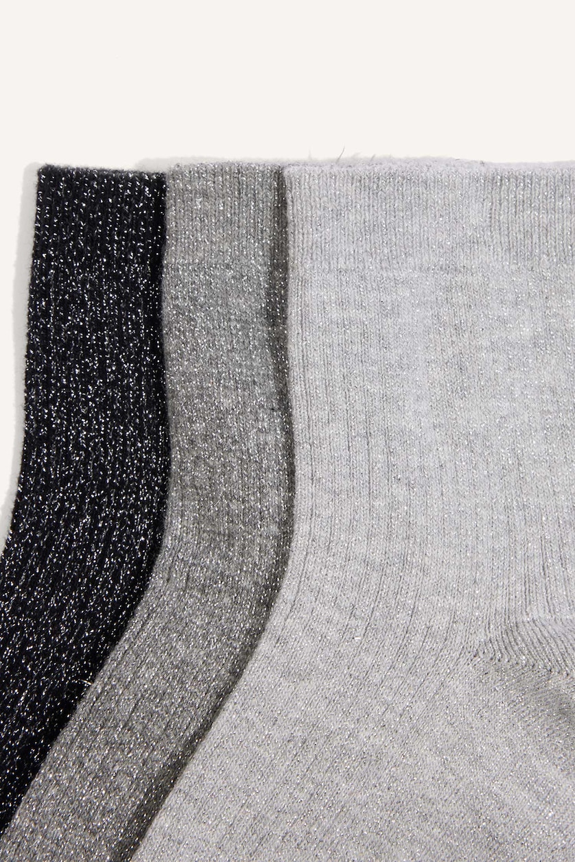 Women Grey 3 piece Cotton Short Socks