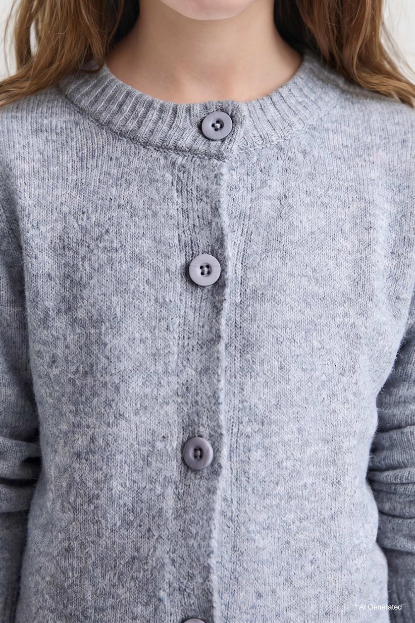 GIRLS & TEENS Indigo Girl Button-Up Basic Knit Cardigan
