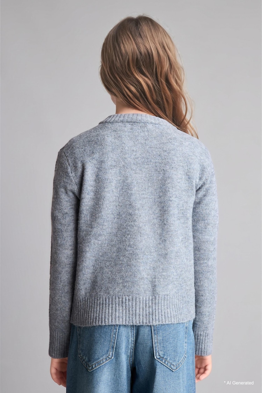 GIRLS & TEENS Indigo Girl Button-Up Basic Knit Cardigan