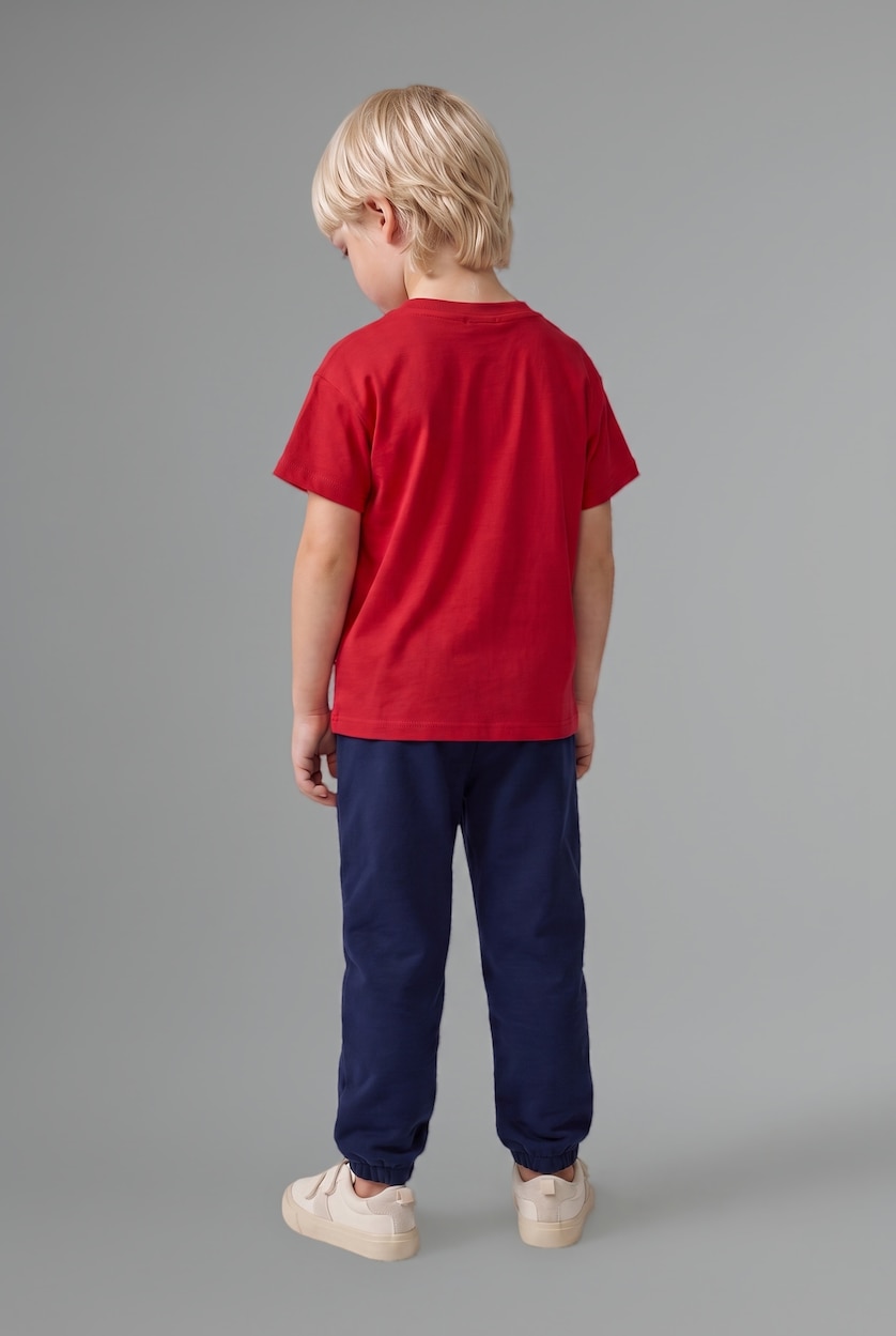 BABY BOY Red Boy 2 piece 100% Cotton Regular Fit T-shirt and Sweatpants Set