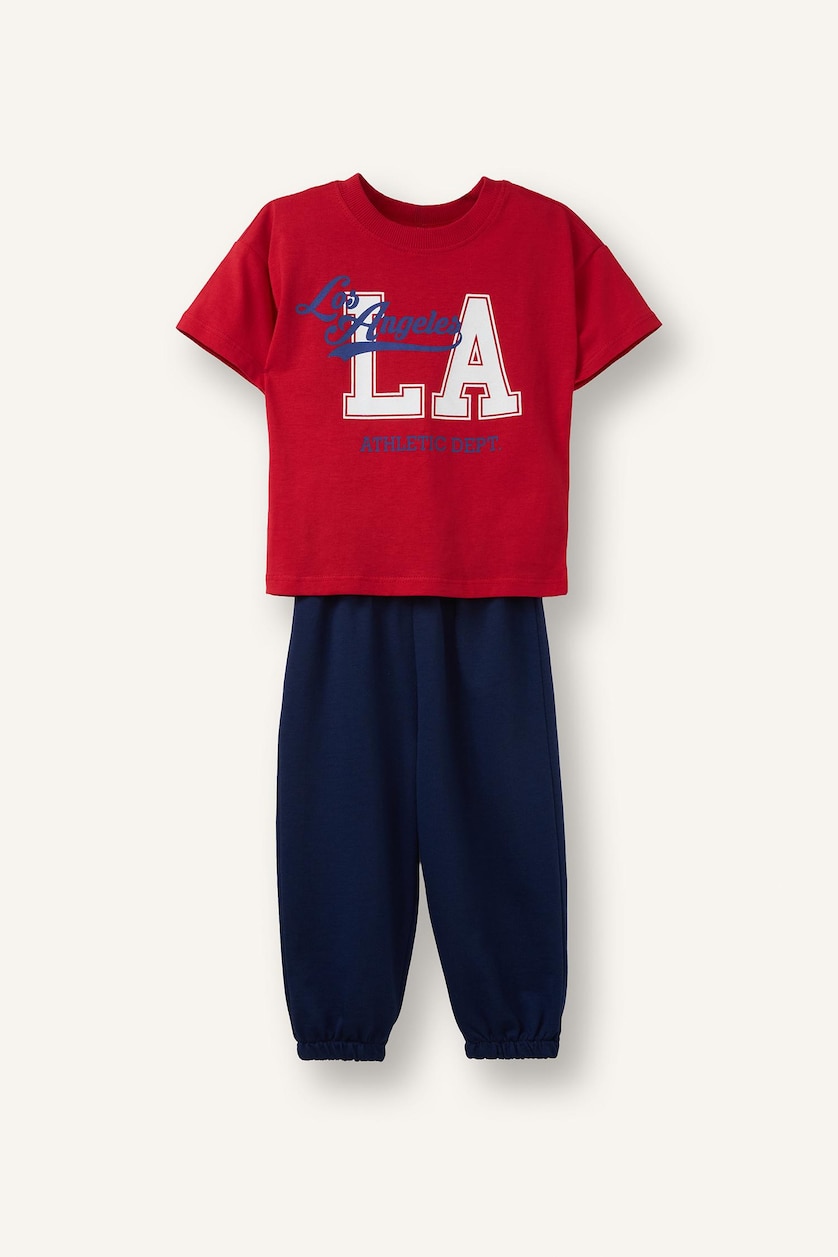 BABY BOY Red Boy 2 piece 100% Cotton Regular Fit T-shirt and Sweatpants Set