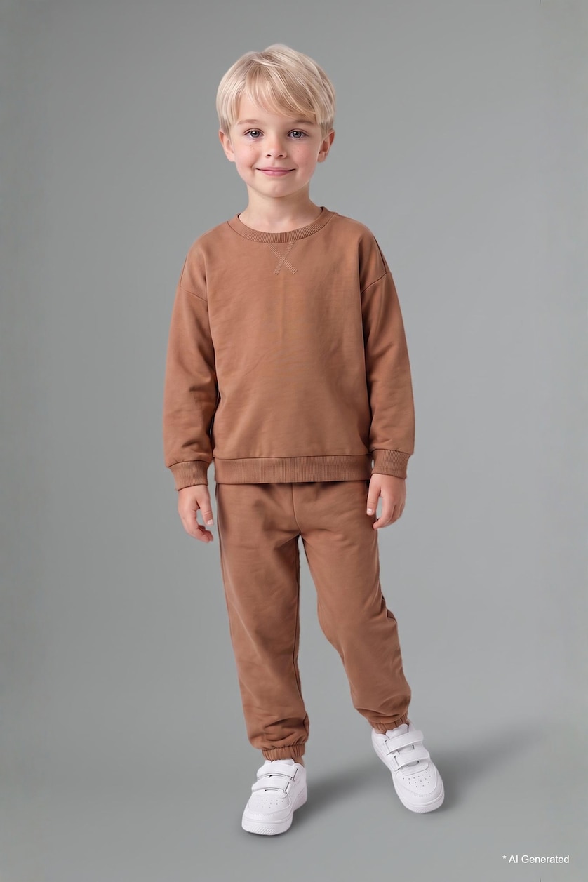 Baby Boys Beige Baby Boy Sweatshirt Sweatpants 2 Piece Set Baby Boys