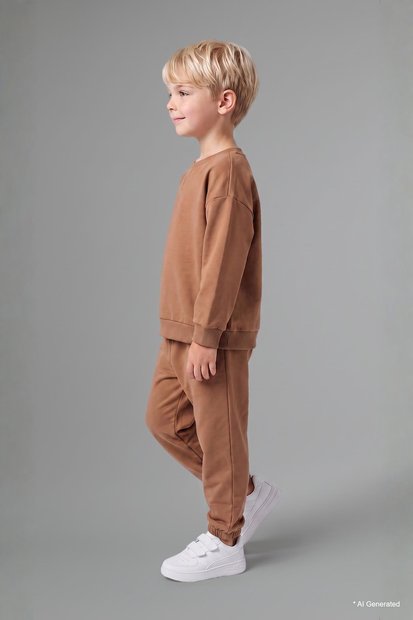 Baby Boys Beige Baby Boy Sweatshirt Sweatpants 2 Piece Set Baby Boys