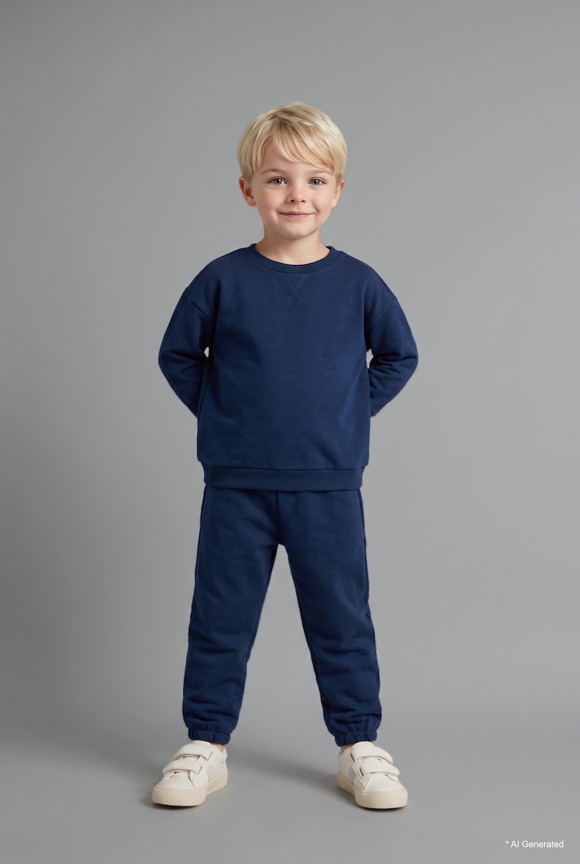 Baby Boys Indigo 2 piece Regular Fit Crew Neck Set