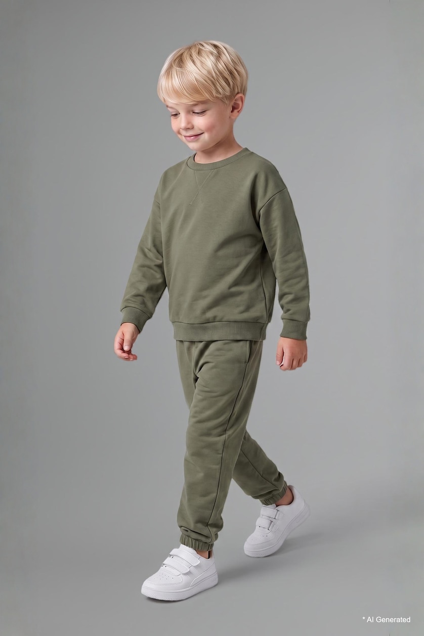 Baby Boys Khaki Baby Boy Sweatshirt Sweatpants 2 Piece Set
