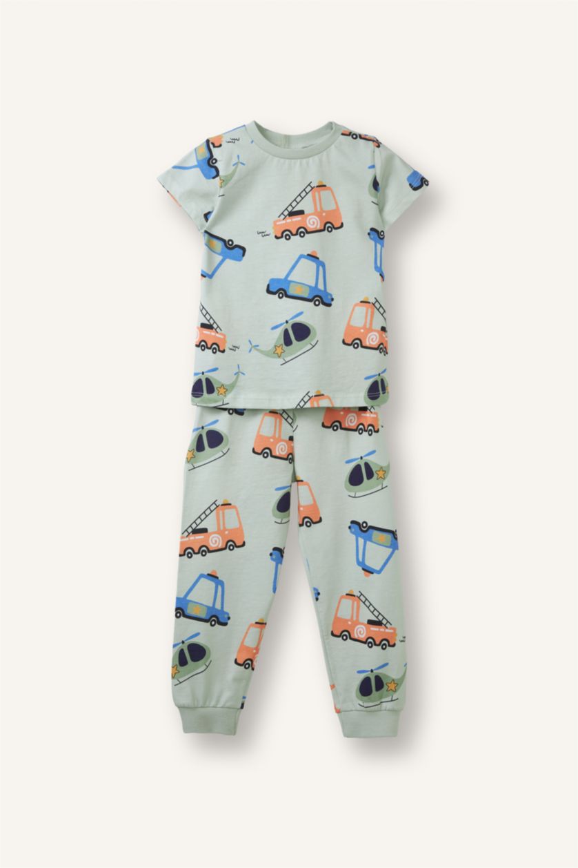 Erkek Bebek Mint 2'Li Baskılı Pijama Takımı Erkek Bebek