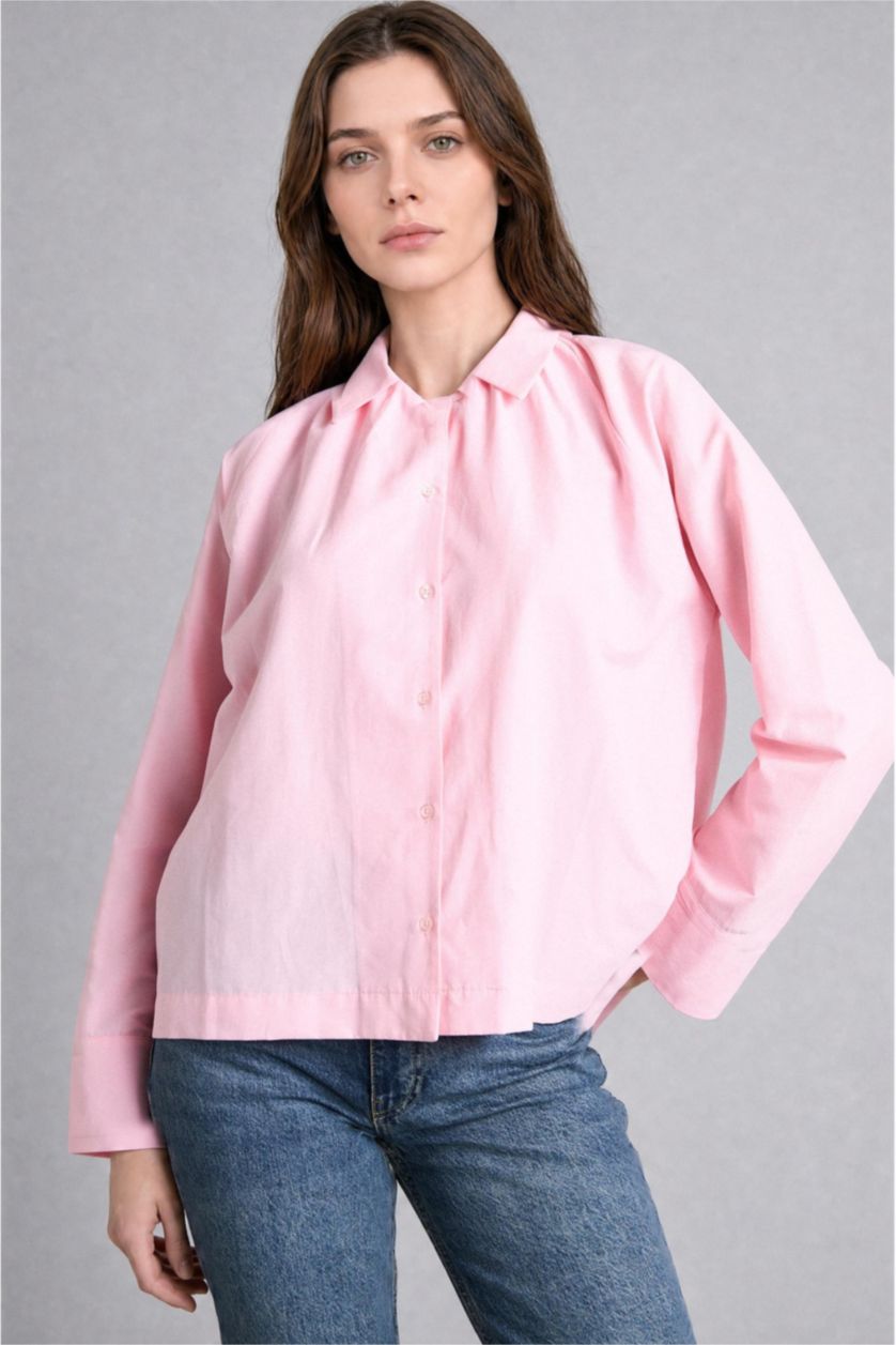 WOMAN Light Pink Regular Fit Poplin Long Sleeve Tunic