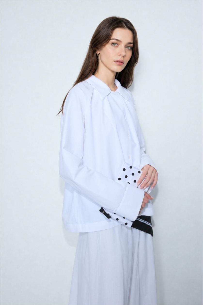 Kadın Kırık Beyaz Regular Fit Uzun Kollu Poplin Tunik