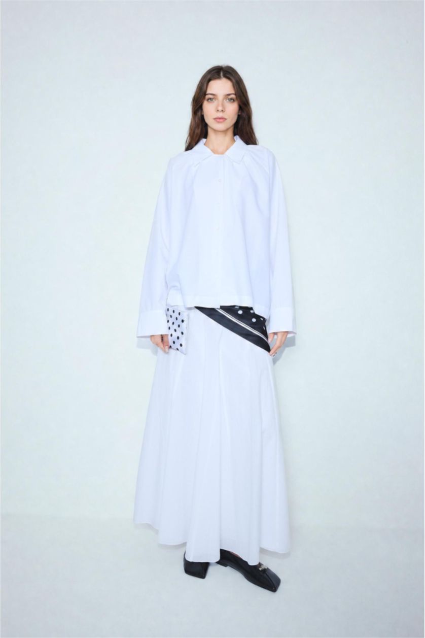 Kadın Kırık Beyaz Regular Fit Uzun Kollu Poplin Tunik