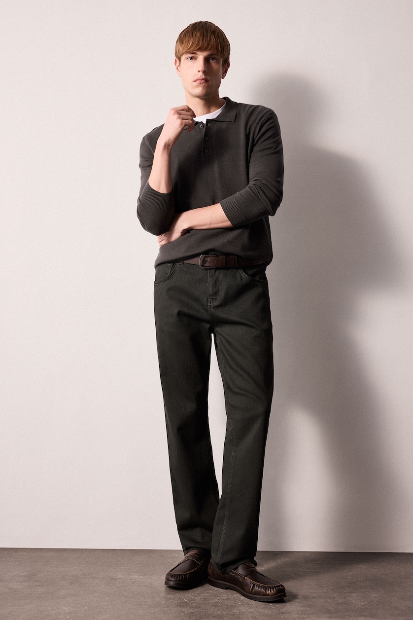 MAN Dark Green Normal Waist Sergio Regular Fit Trousers