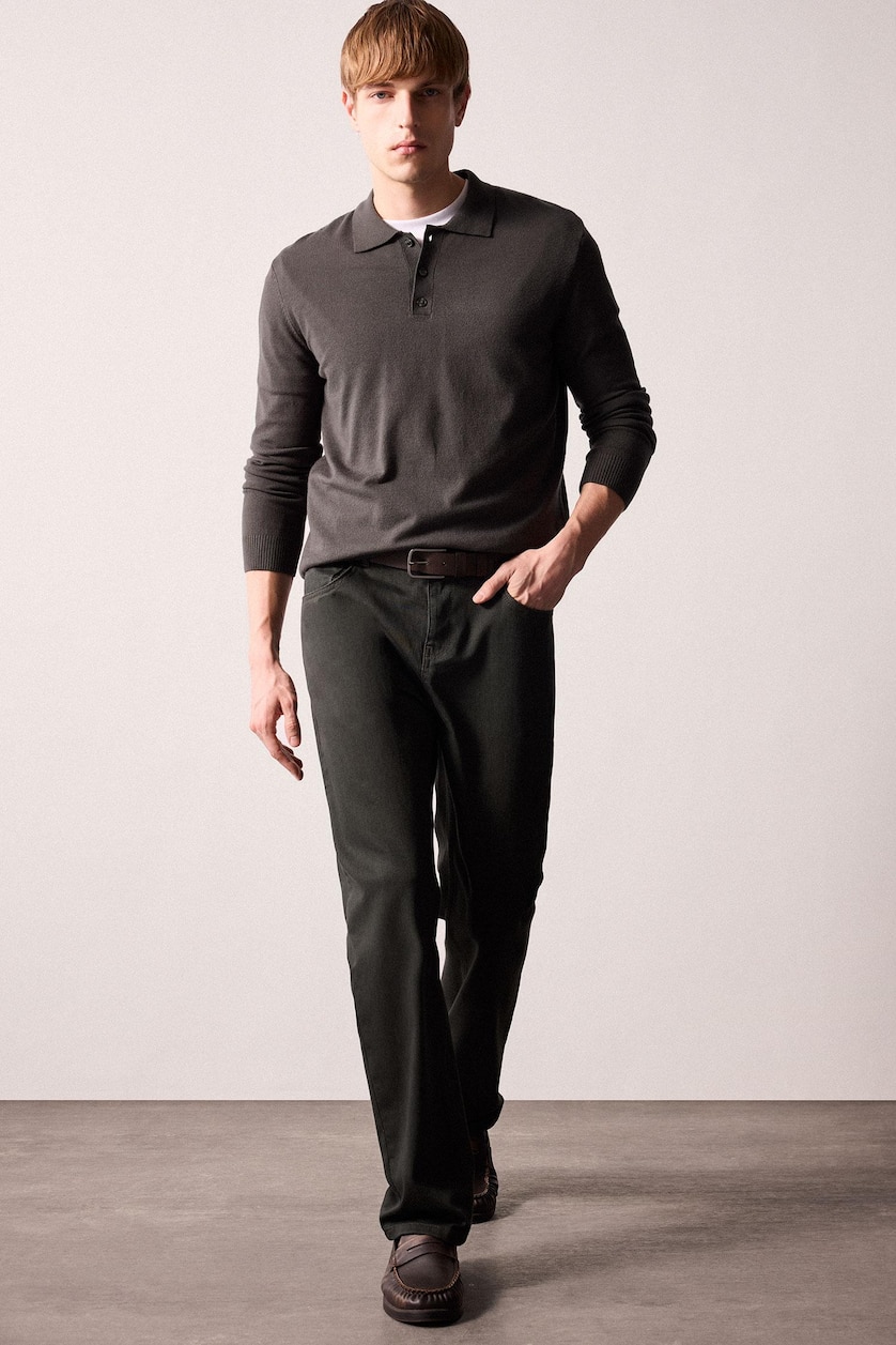 MAN Dark Green Normal Waist Sergio Regular Fit Trousers