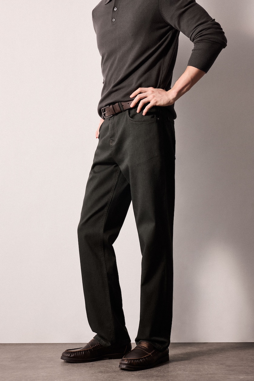 MAN Dark Green Normal Waist Sergio Regular Fit Trousers