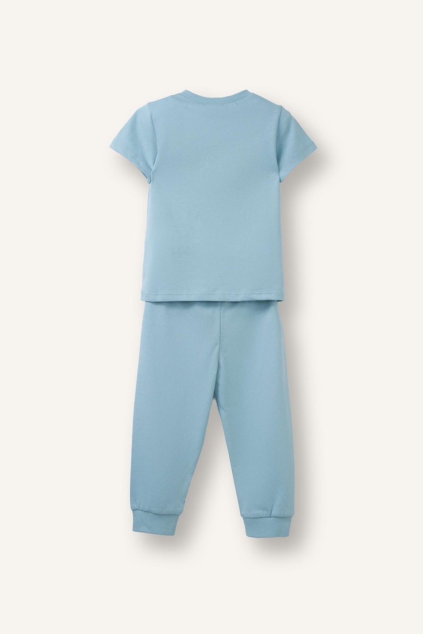 Erkek Bebek Mavi 2'Li Baskılı Pijama Takımı Erkek Bebek