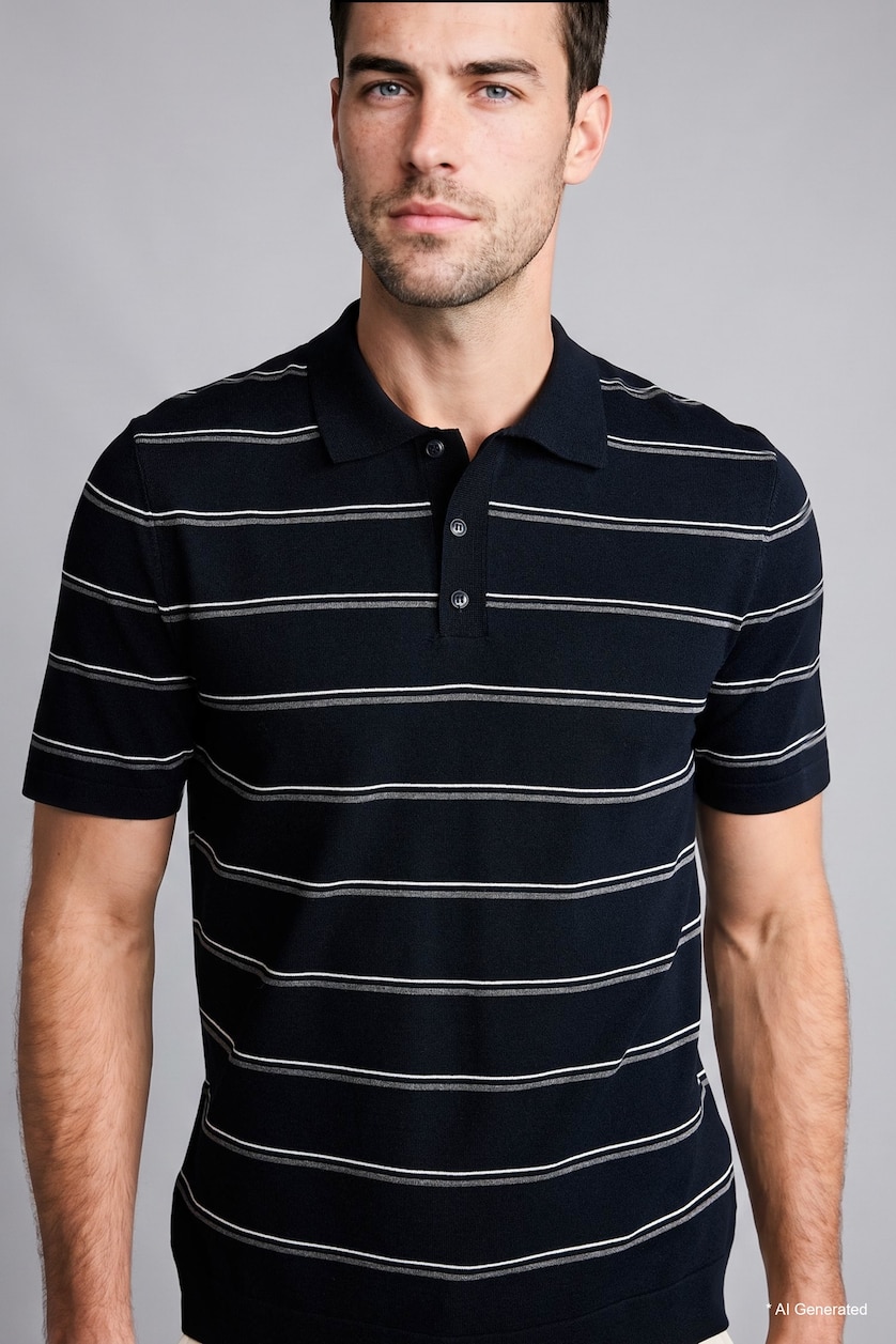 MAN NAVY Standard Fit Polo Collar Short Sleeve Polo T-Shirt
