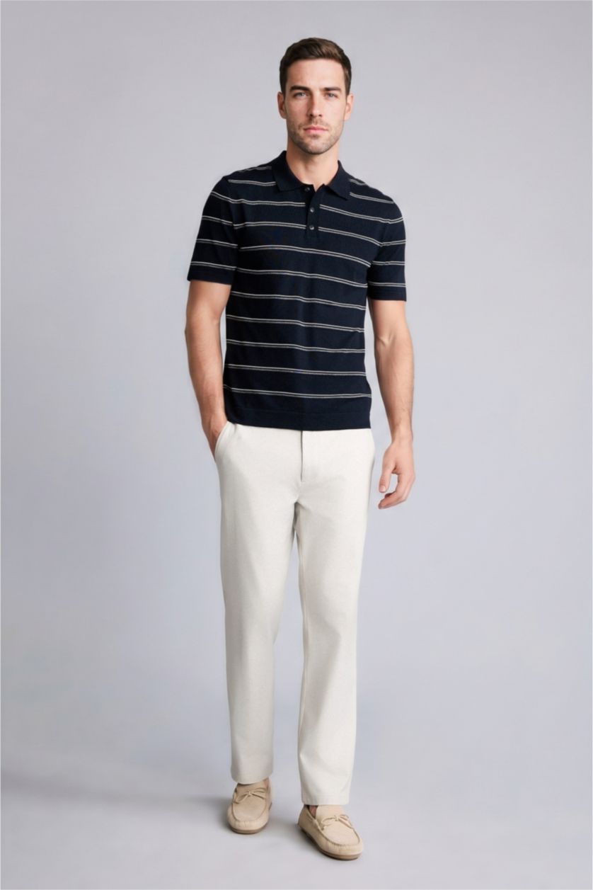 MAN NAVY Standard Fit Short Sleeve Polo T-Shirt