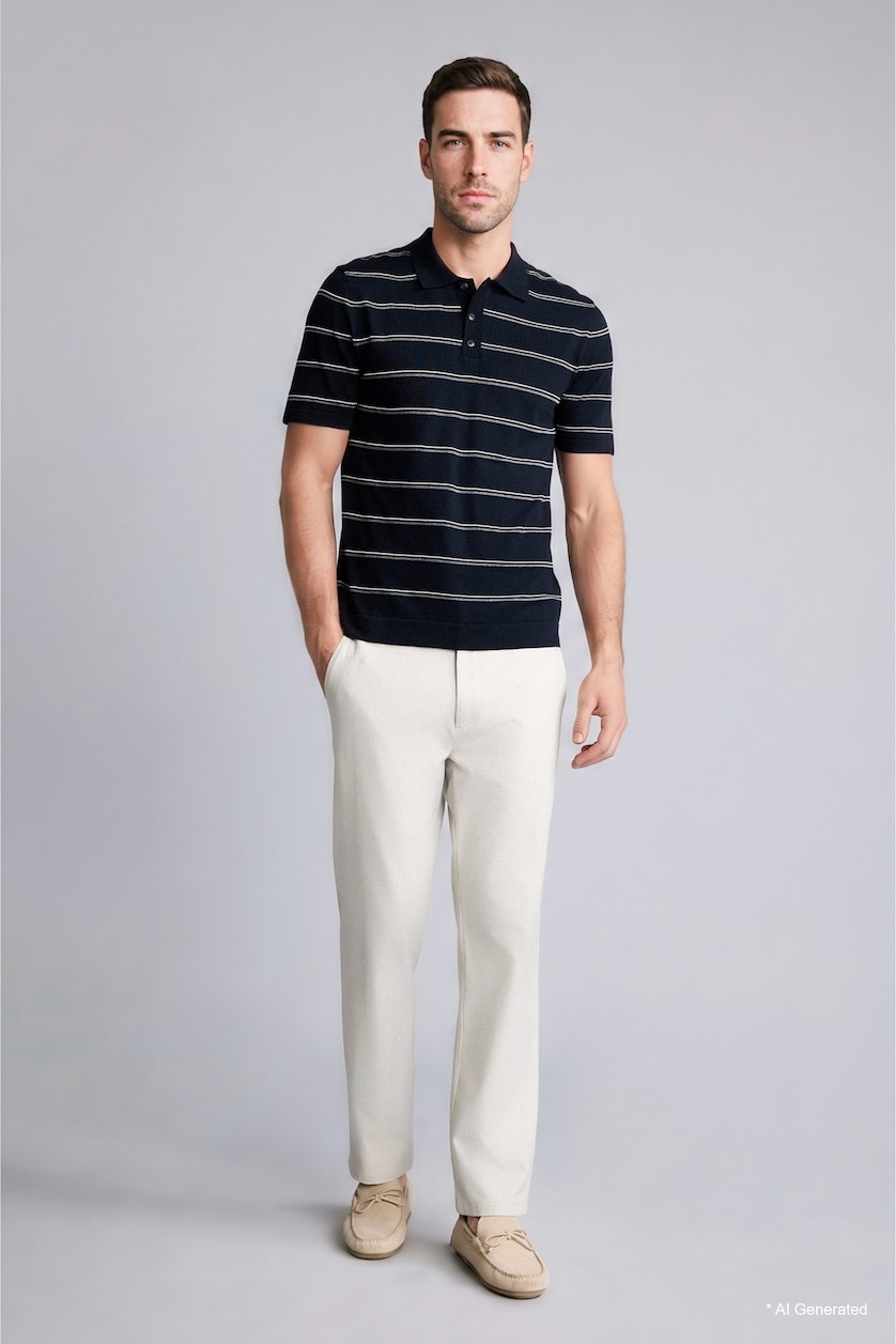 MAN NAVY Standard Fit Polo Collar Short Sleeve Polo T-Shirt