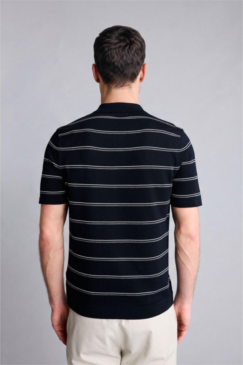 MAN NAVY Standard Fit Short Sleeve Polo T-Shirt
