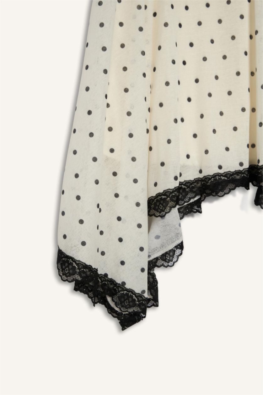 WOMAN Ecru Asymmetric Polka Dot Crepe Normal Waist Midi Knitted Skirt