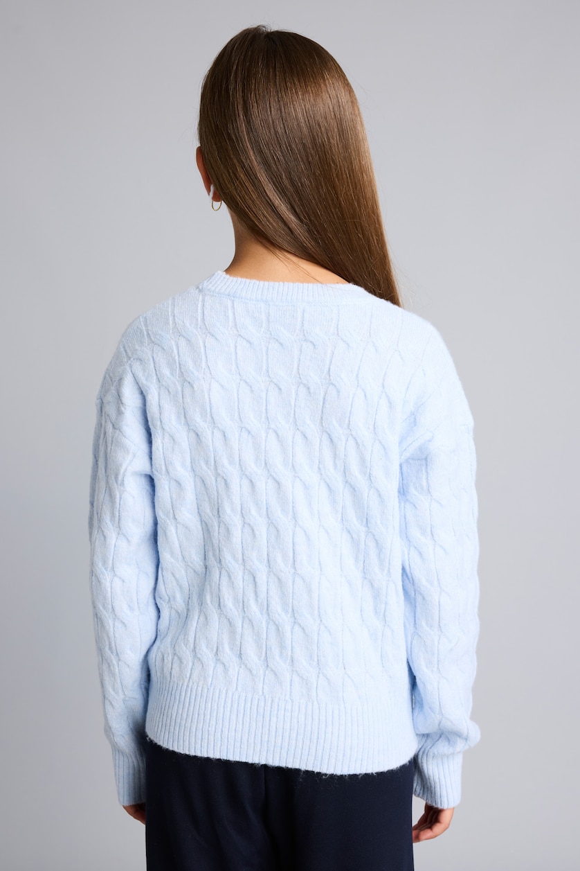 Young Girls - Teen Girls Light Blue Girl Regular Fit Embroidered Crew Neck Pullover