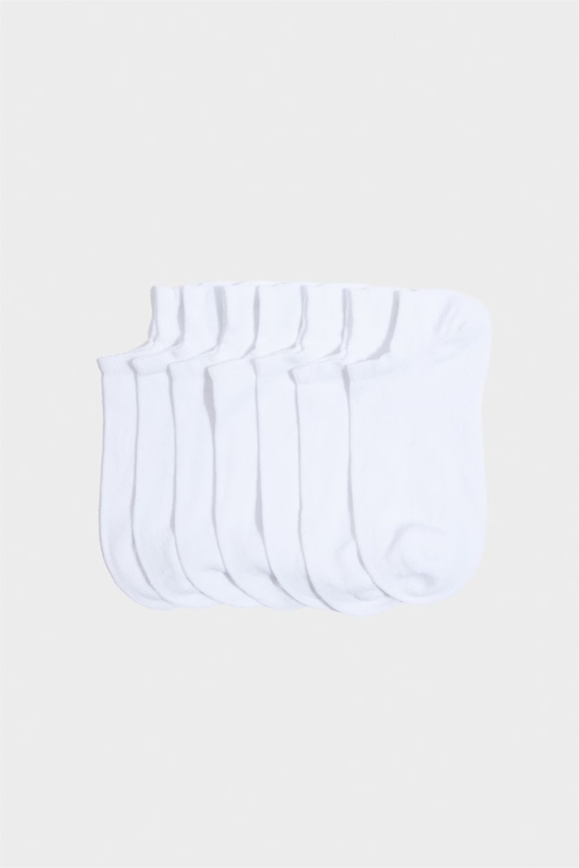 Erkek Beyaz Erkek Dikişsiz 7'li Sneaker Çorap