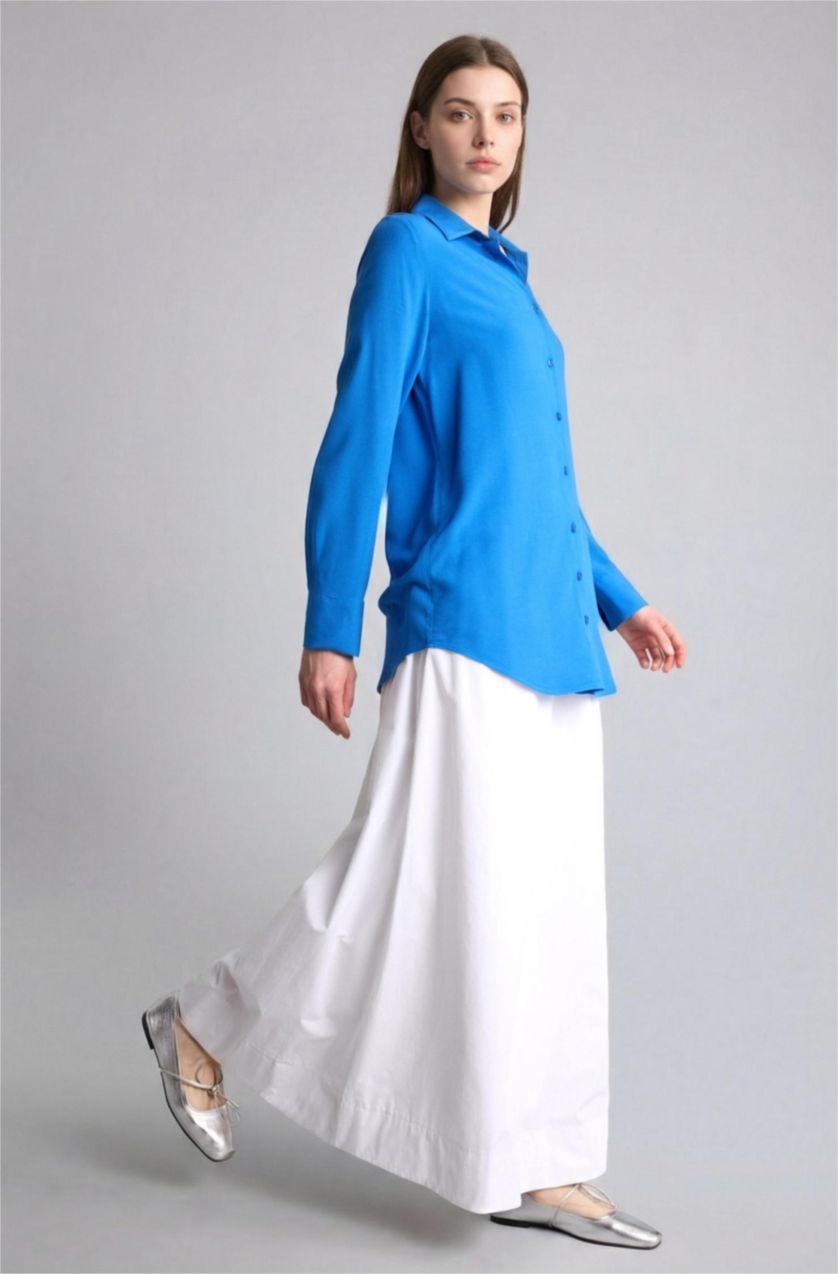 Kadın Beyaz A Kesim Poplin Etek