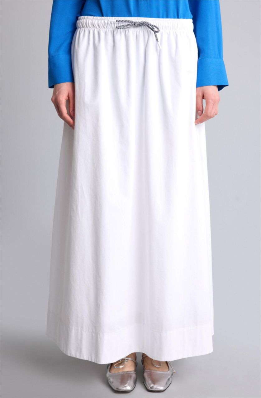 Kadın Beyaz A Kesim Poplin Etek