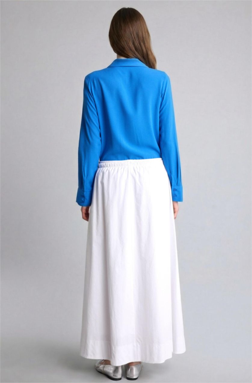 Kadın Beyaz A Kesim Poplin Etek