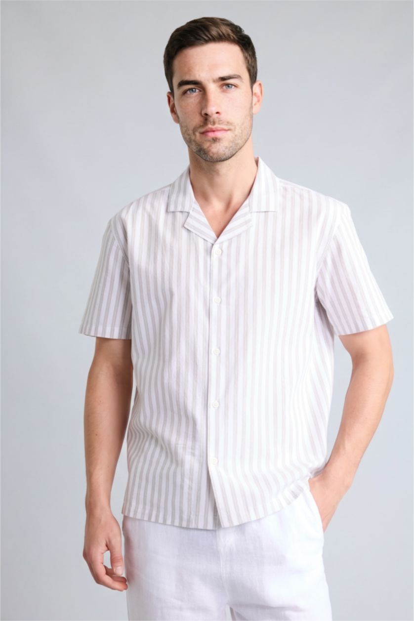 MAN Green Regular Fit Polo Neck Cotton Shirt