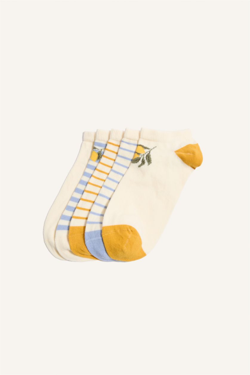 Kadın Karma Pamuklu Baskılı 5'Li Patik Çorap