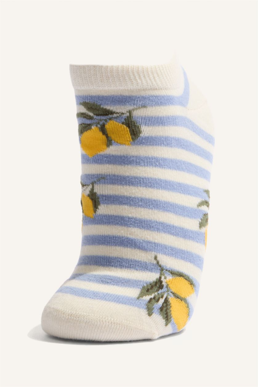 Kadın Karma Pamuklu Baskılı 5'Li Patik Çorap