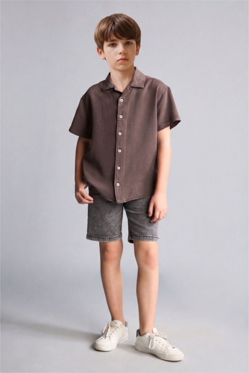 Boys & Teens Brown Regular Fit Short Sleeve Shirt