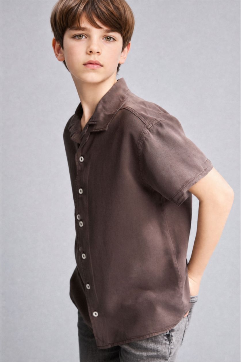 Boys & Teens Brown Regular Fit Short Sleeve Shirt