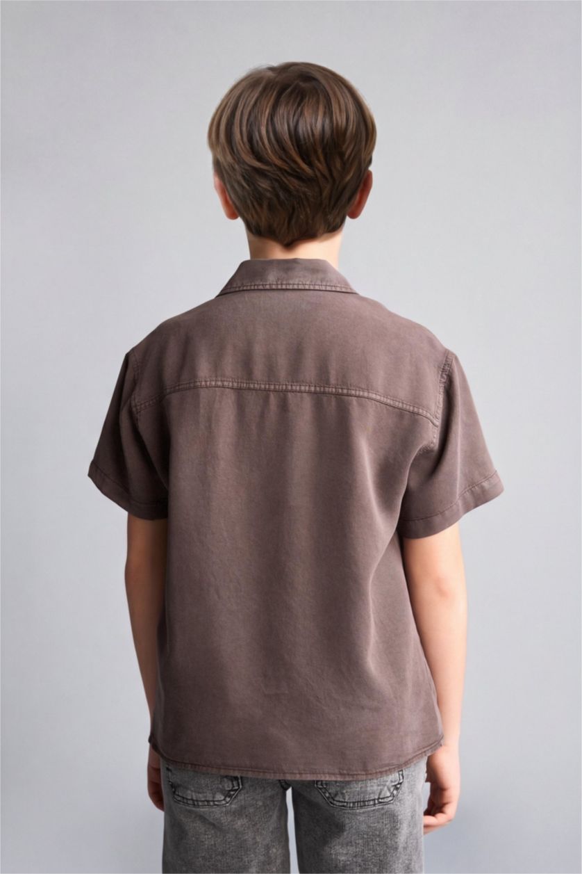 Boys & Teens Brown Regular Fit Short Sleeve Shirt
