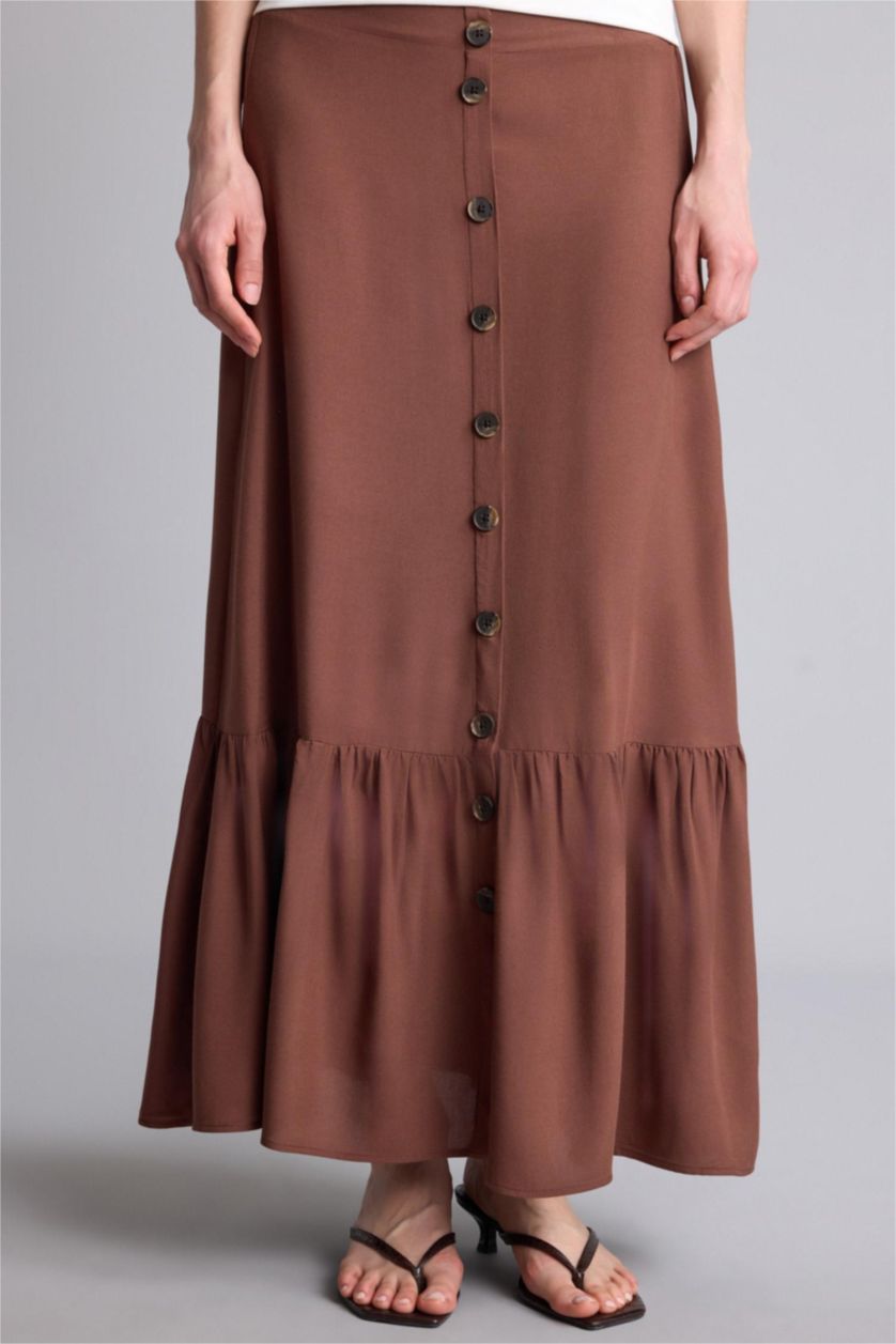 Kadın Kahve A Kesim Maxi Etek