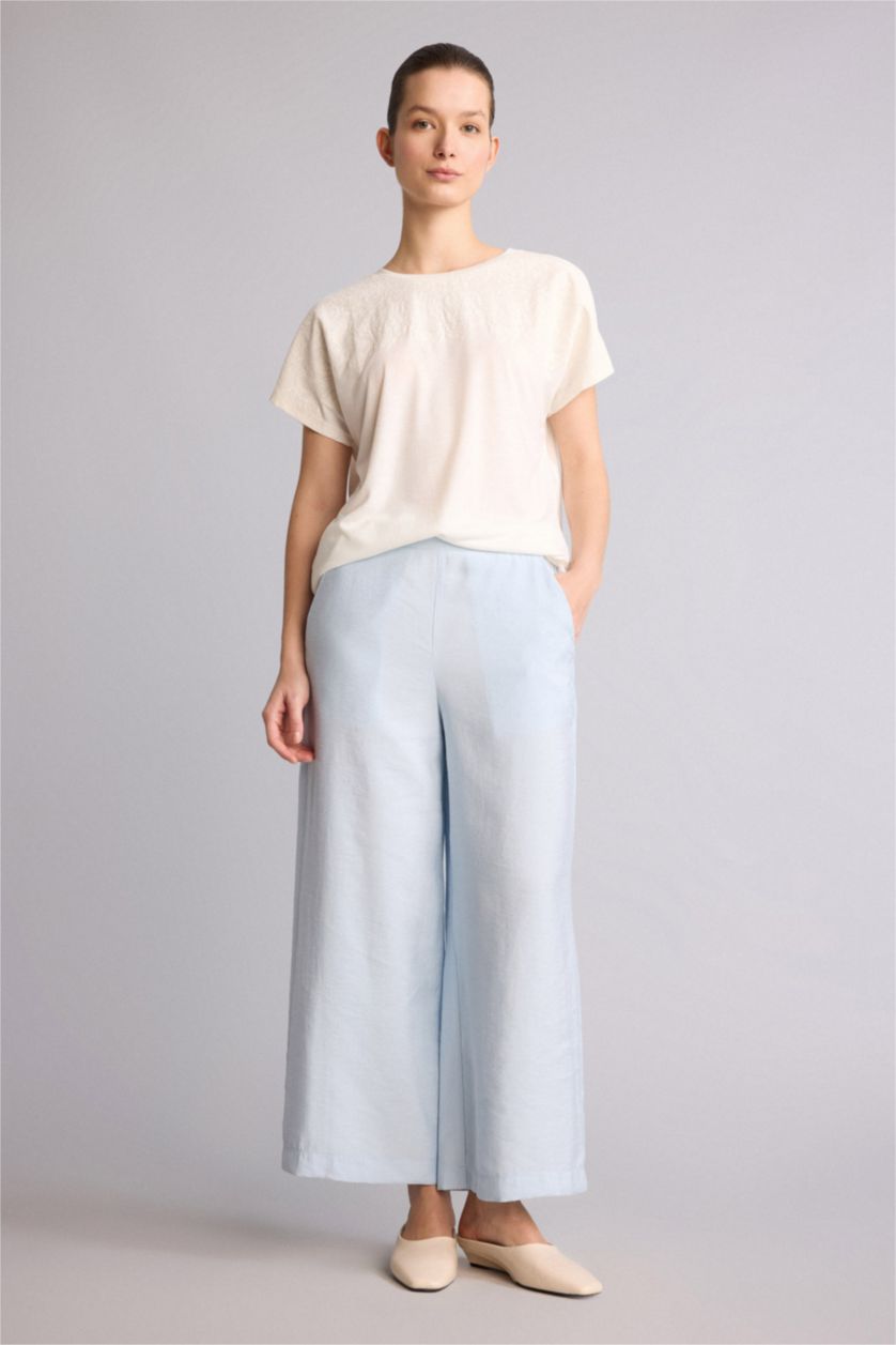 Kadın Açık Mavi Regular Fit Modal Pantolon