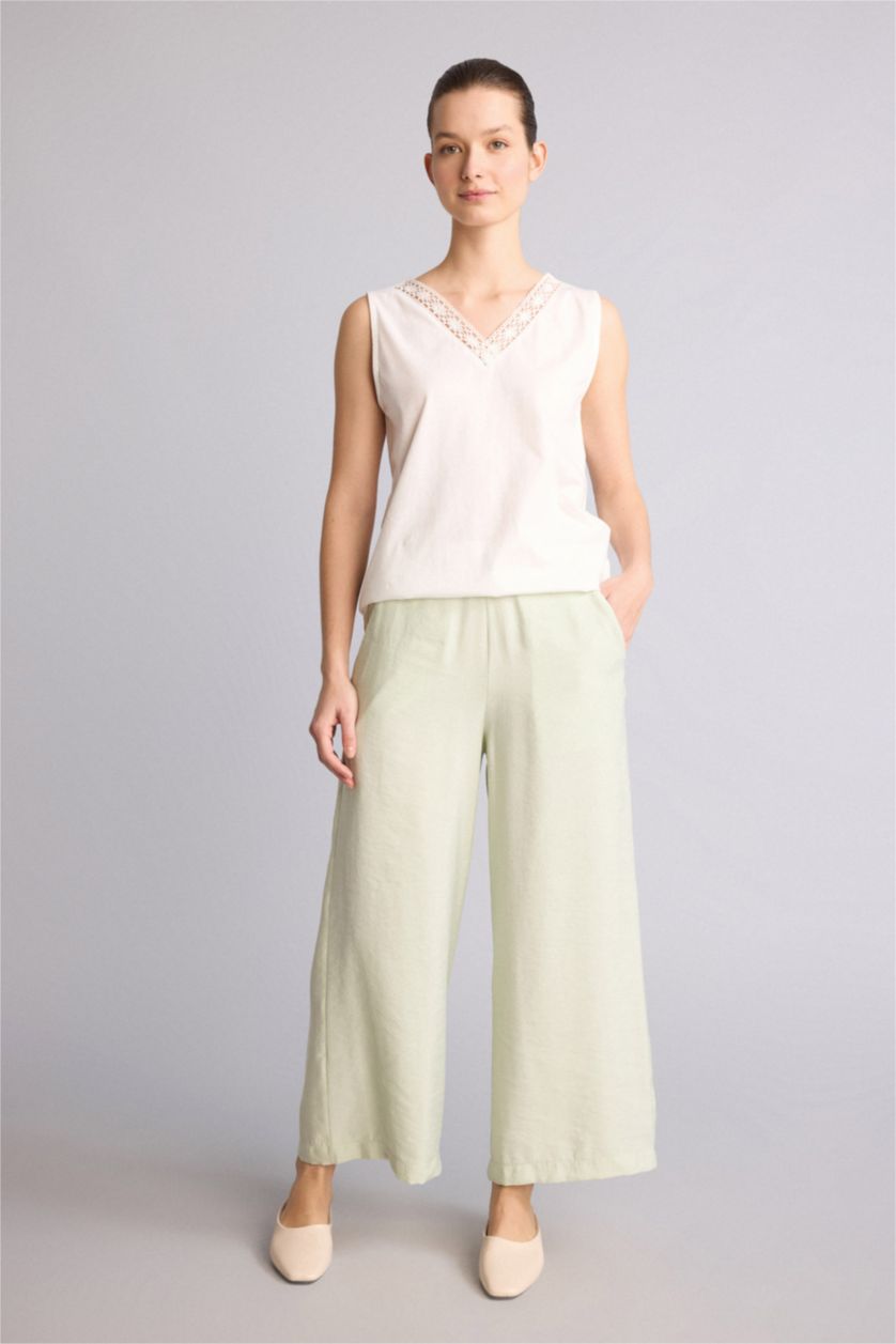 Kadın Açık Yeşil Regular Fit Modal Pantolon