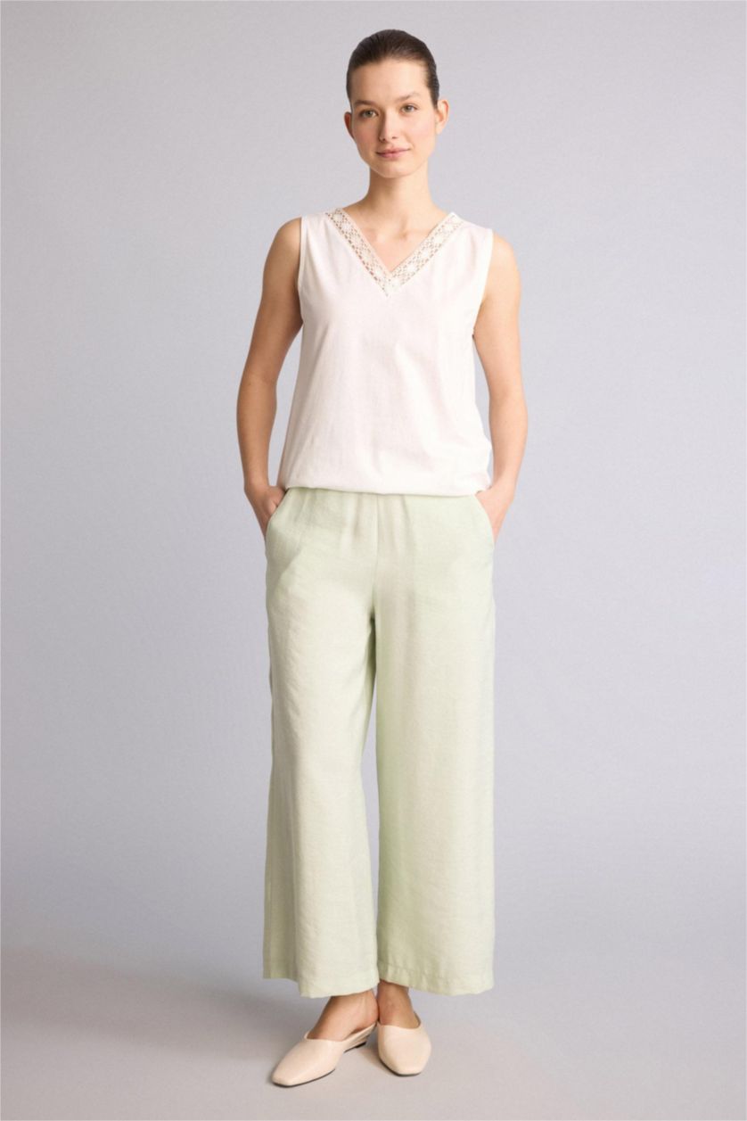 Kadın Açık Yeşil Regular Fit Modal Pantolon