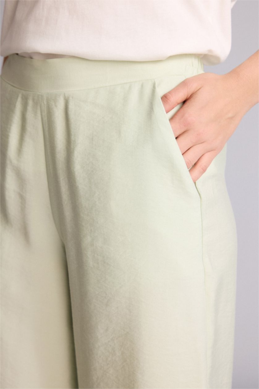 Kadın Açık Yeşil Regular Fit Modal Pantolon