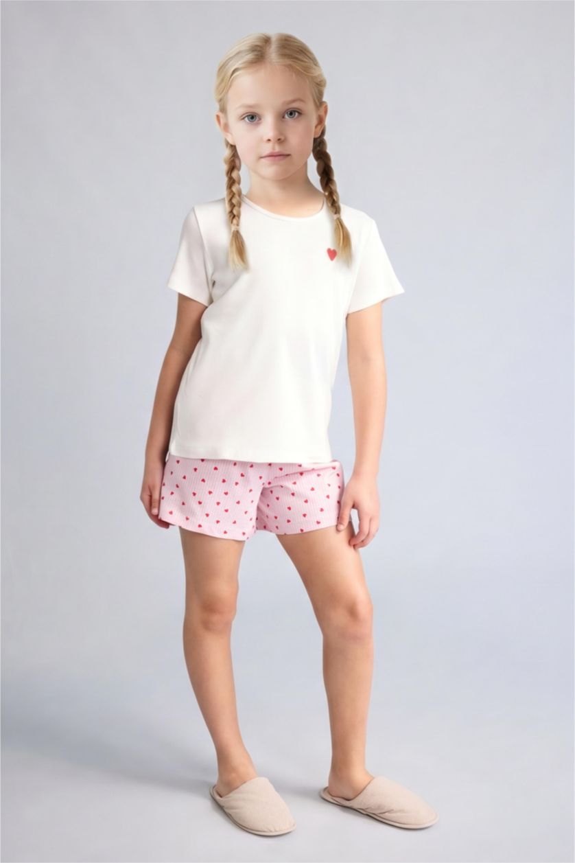 Young Girls - Teen Girls Ecru Girl Regular Fit Ribbed T 2 Piece Pajama Set