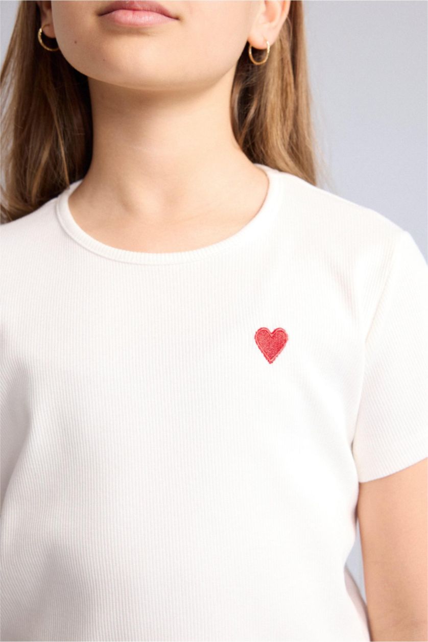 GIRLS & TEENS Ecru طقم بيجاما مضلع قصة عادية