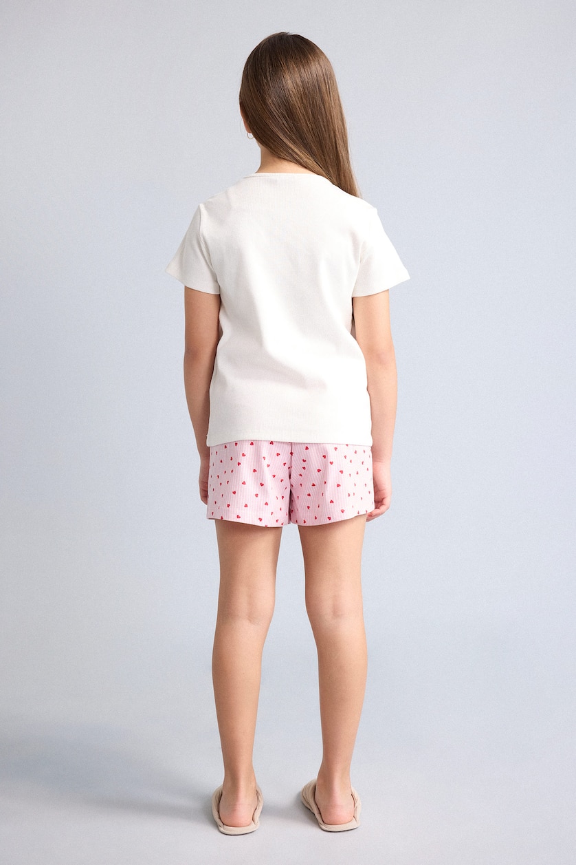 Girls & Teens Ecru Girl Regular Fit Ribbed T 2 Piece Pyjama Set