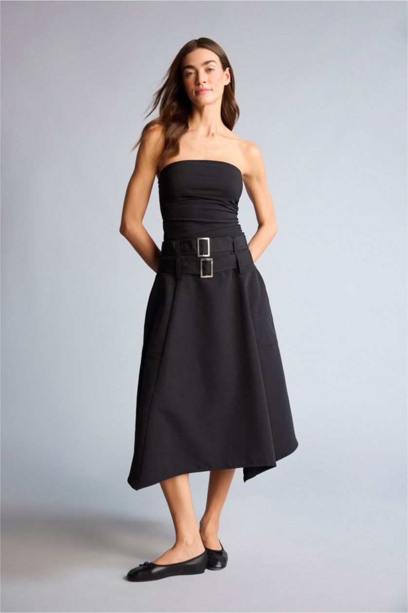 Woman Black High Waist Skirt