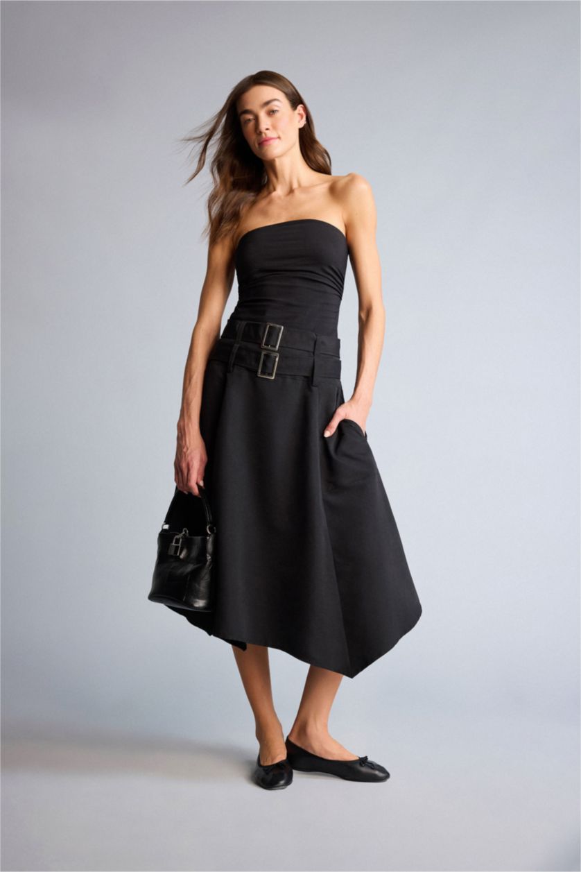 Woman Black High Waist Skirt