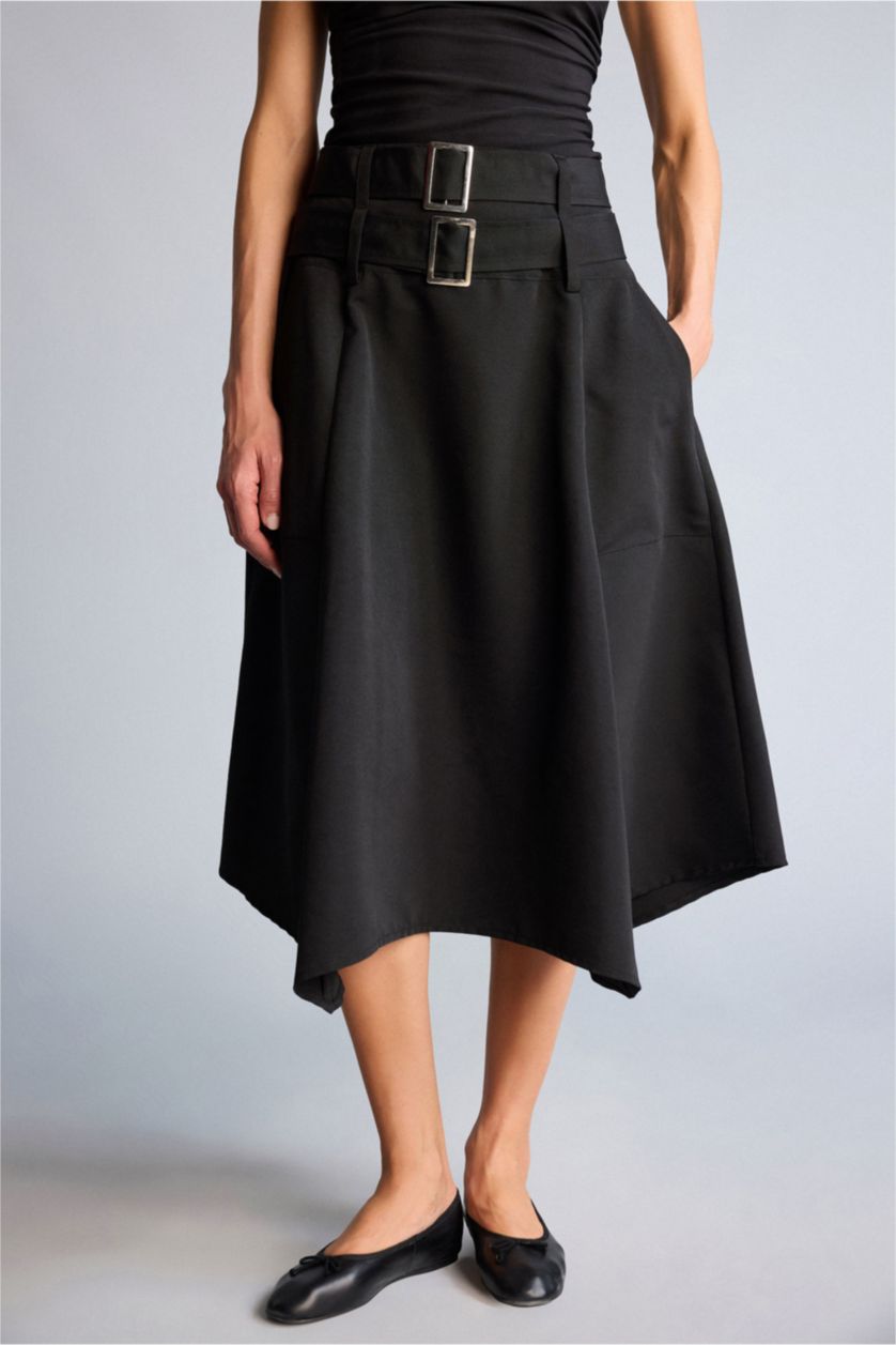 Woman Black High Waist Skirt