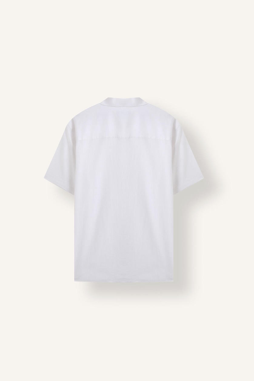 رجال اوف وايت Regular Fit White Short Sleeve Linen-Blend Shirt