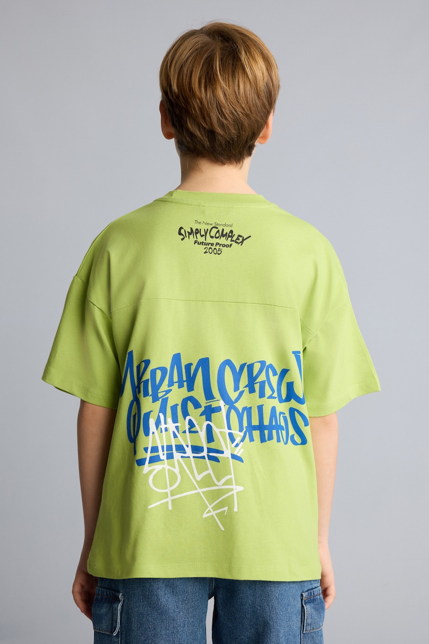 Young Boys - Teen Boys Green Boy New Regular Fit Printed Short Sleeve T-Shirt