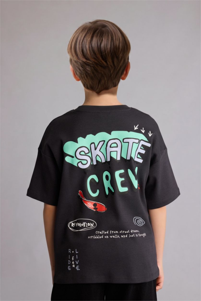 Erkek Çocuk - Genç Erkek Antrasit Regular Fit Kısa kollu Tişört Erkek Çocuk