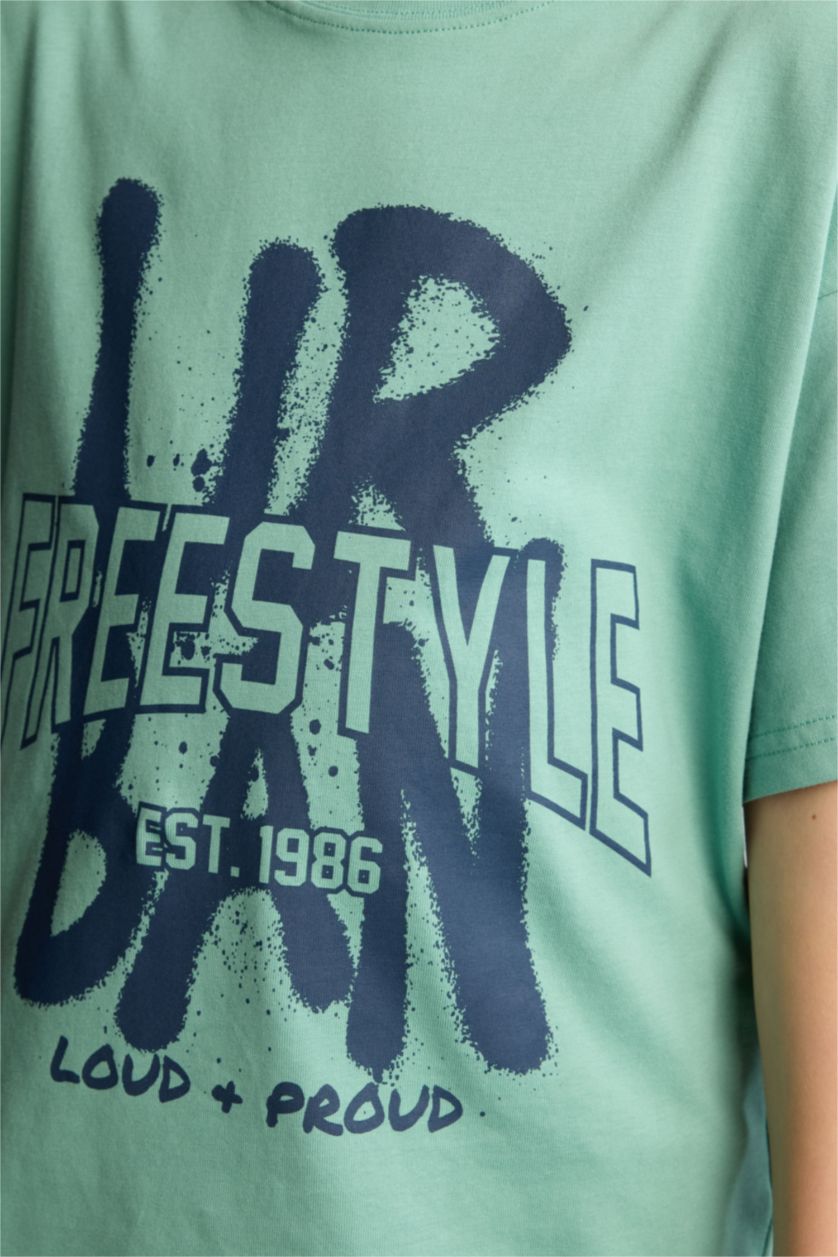 BOYS & TEENS Green New Regular Fit Printed Short Sleeve T-Shirt