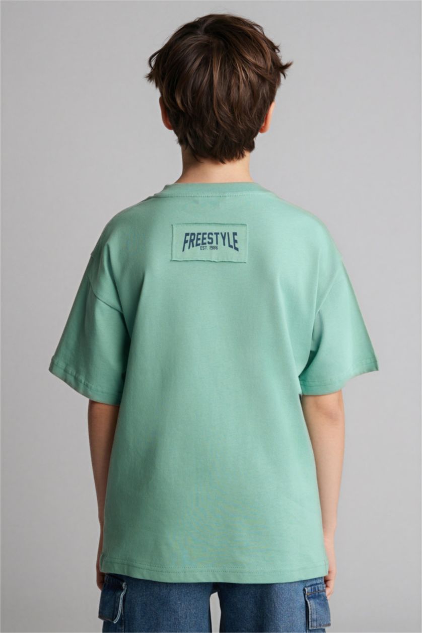 BOYS & TEENS Green New Regular Fit Printed Short Sleeve T-Shirt