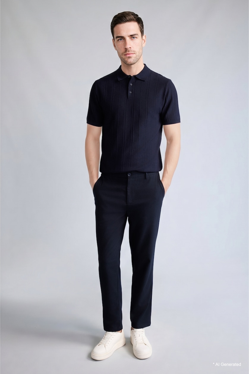 MAN NAVY Short Sleeve Polo T-Shirt